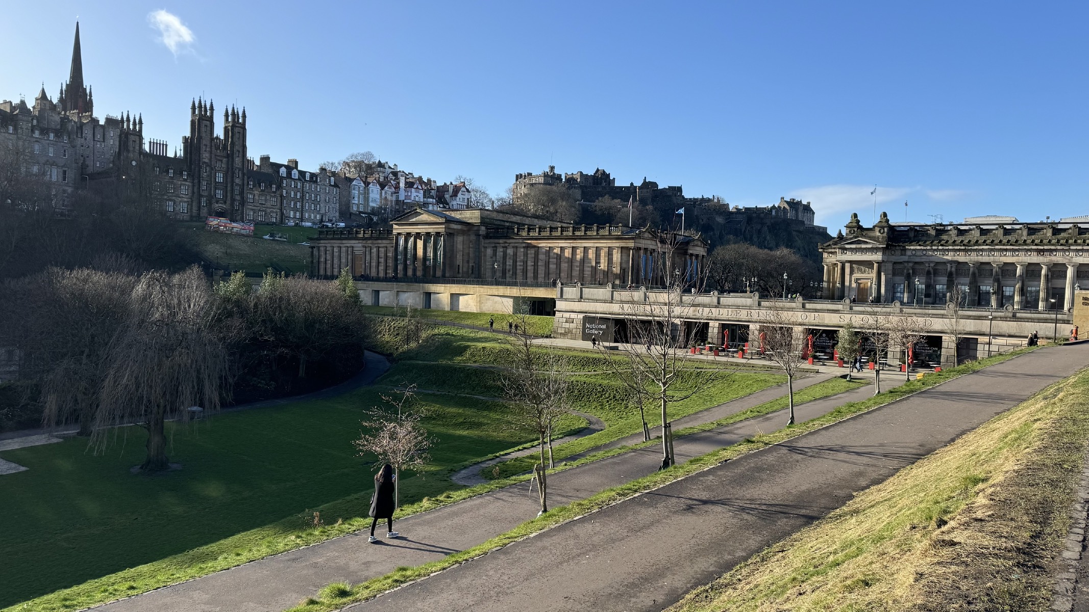 Princes Street Gardens with Edinburgh Castle backdrop